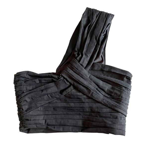 A.L.C. Apollo Top One Shoulder Crop Top Black Size 4 Black - Picture 1 of 8